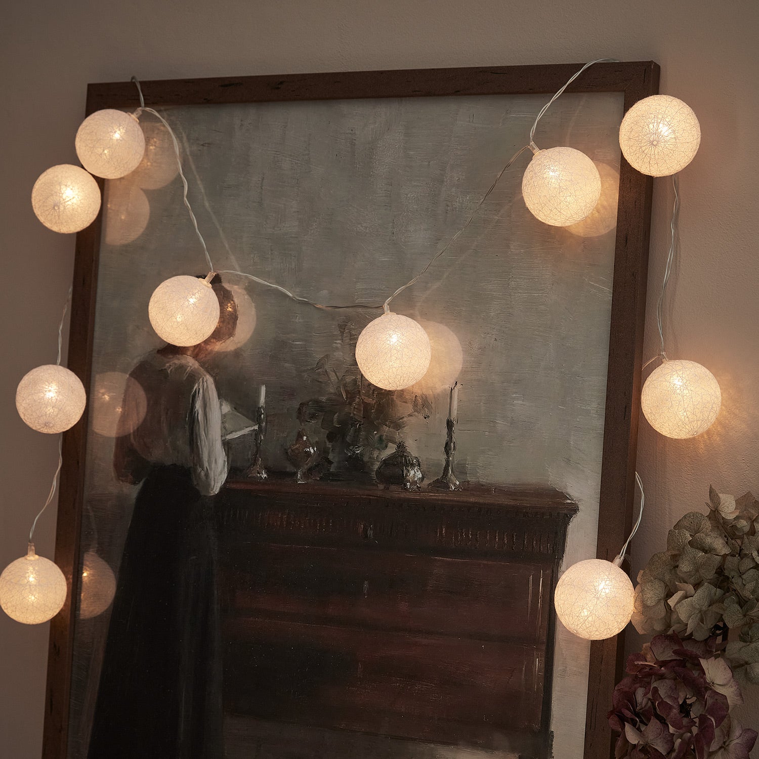 Guirlande lumineuse en forme de Boule de coton LED design extérieur  décoration pour Noël