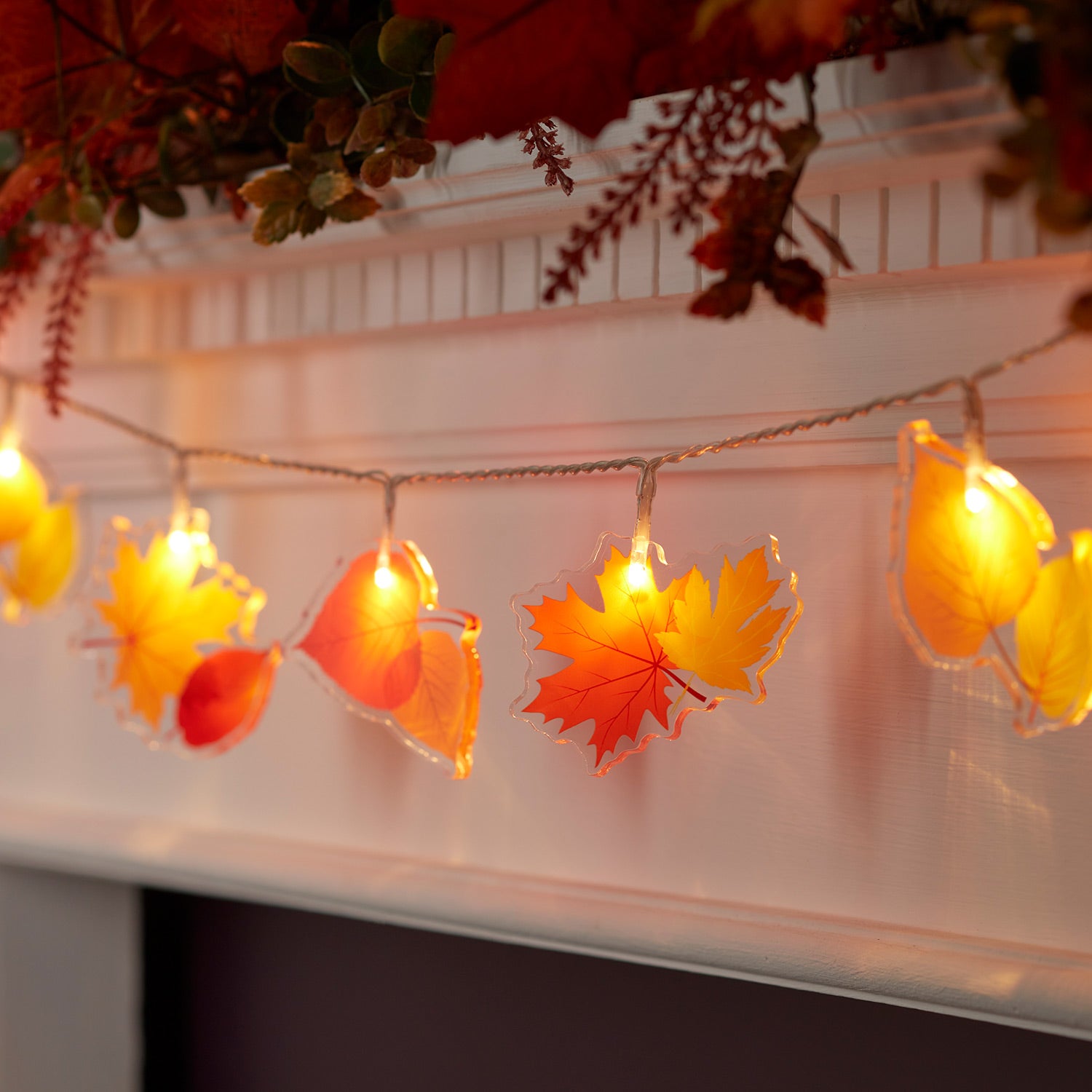 Guirlande lumineuse en forme de feuille d'érable, 4,5 m, 30 LED, décoration  d'automne