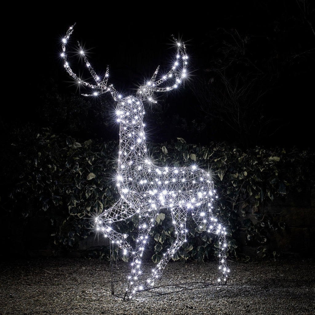 Cerf en Rotin de 2 m, Renne de Noël Lumineux à LED Bicolore Studley 24