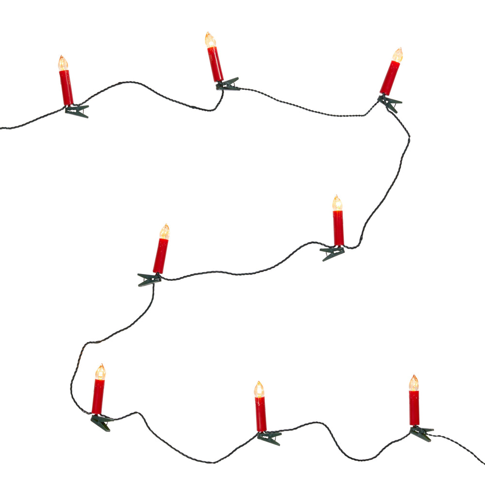 Guirlande Lumineuse de Noël avec 50 Bougies Rouges à Pince pour Sapin