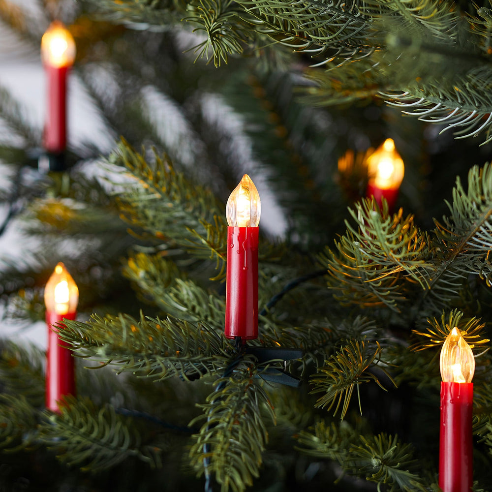 Guirlande Lumineuse de Noël avec 50 Bougies Rouges à Pince pour Sapin