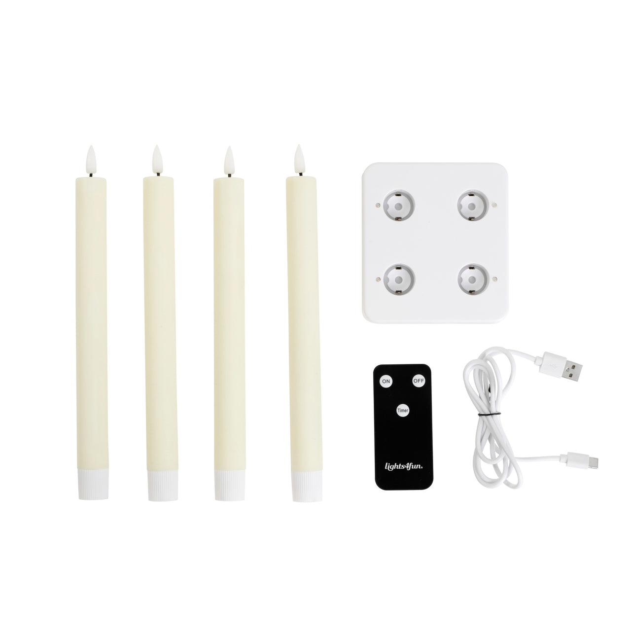 Lot de 4 Chandelles Rechargeables TruGlow® avec Télécommande