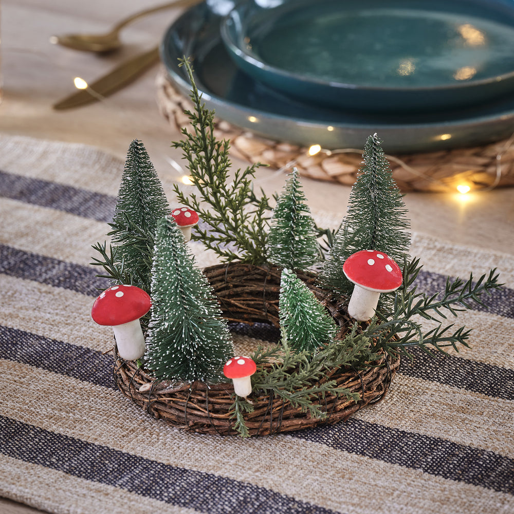 Couronne de Noël pour Bougie, à Sapins et Champignons