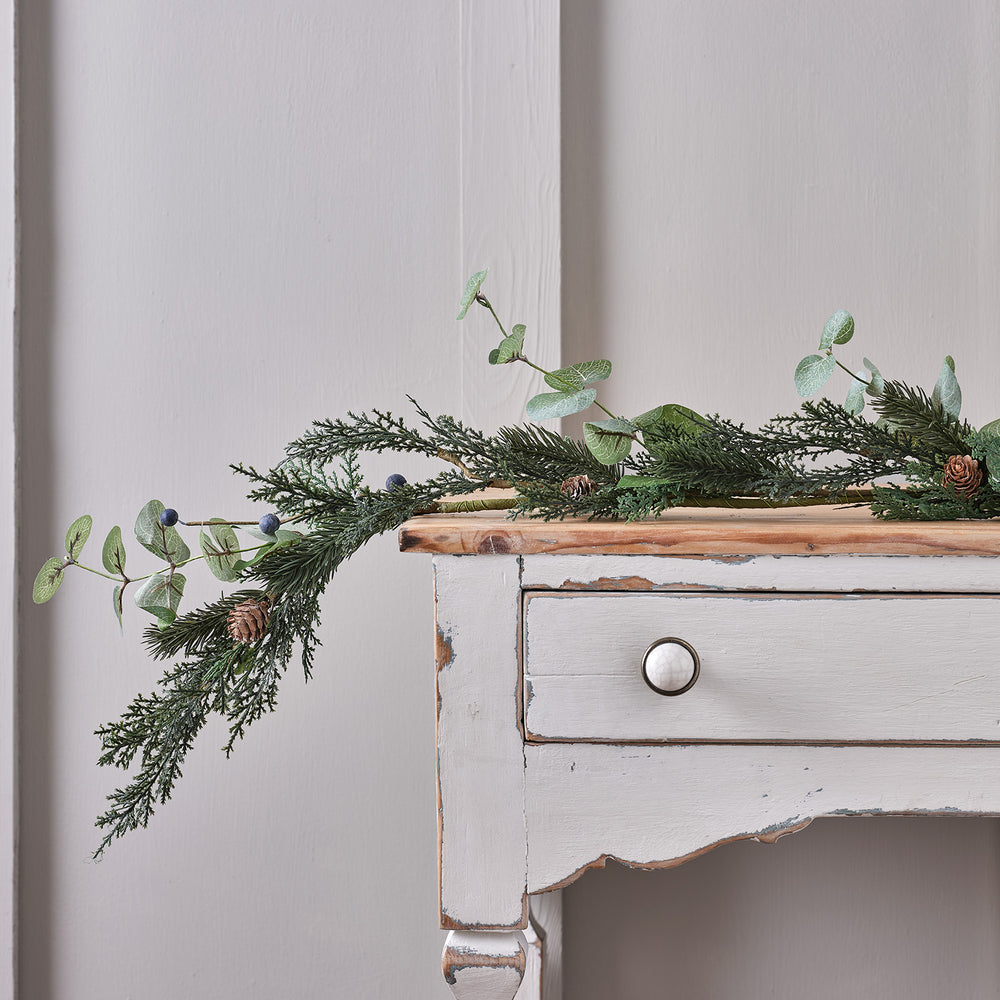 Guirlande de Noël de 1,5 m à Baies Bleues et Pommes de Pin