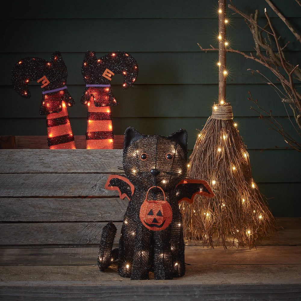 Décoration Chat d'Halloween à Piles pour l'Extérieur