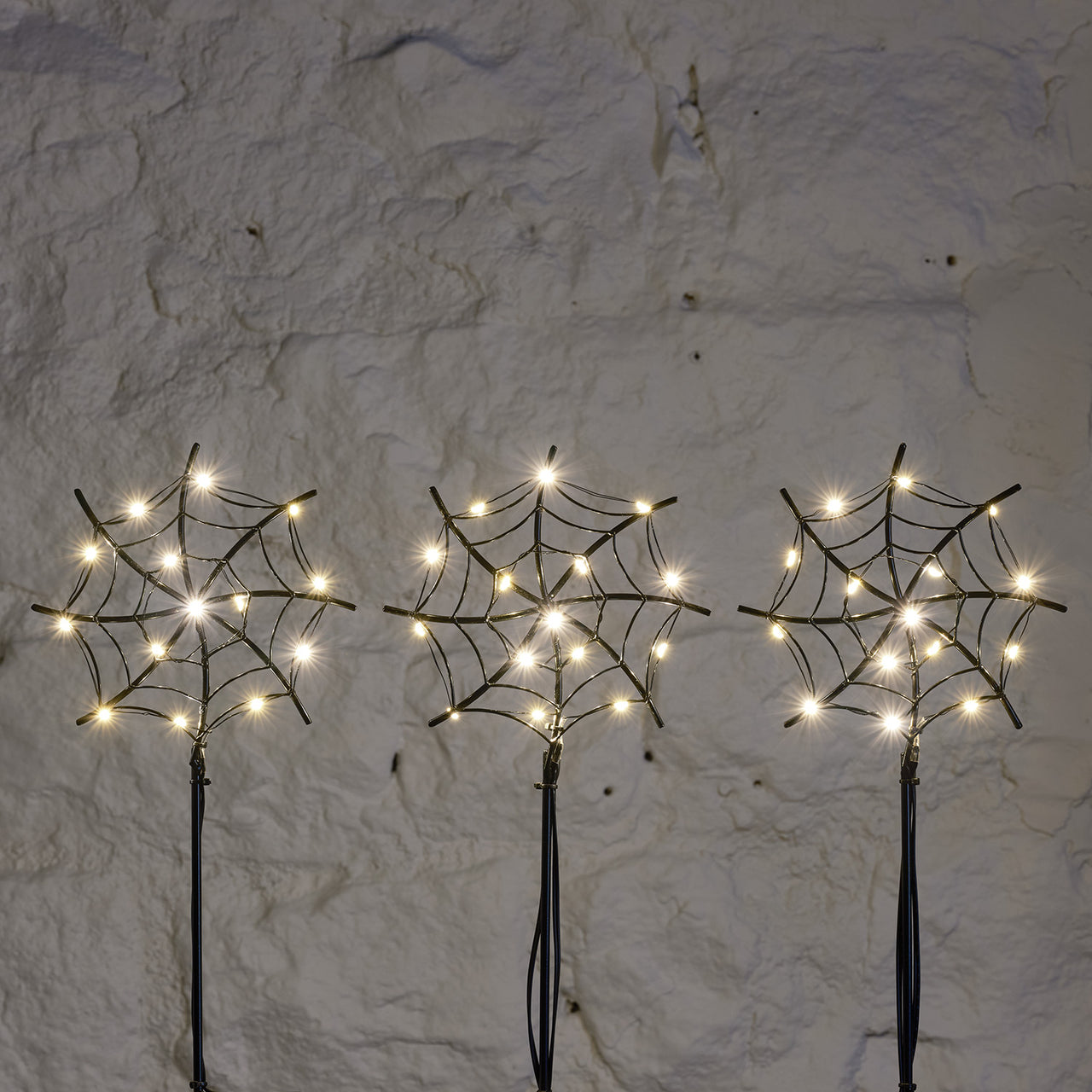 Lot de 3 Balises Lumineuses Toiles D'araignée, Déco d'Halloween Extérieur