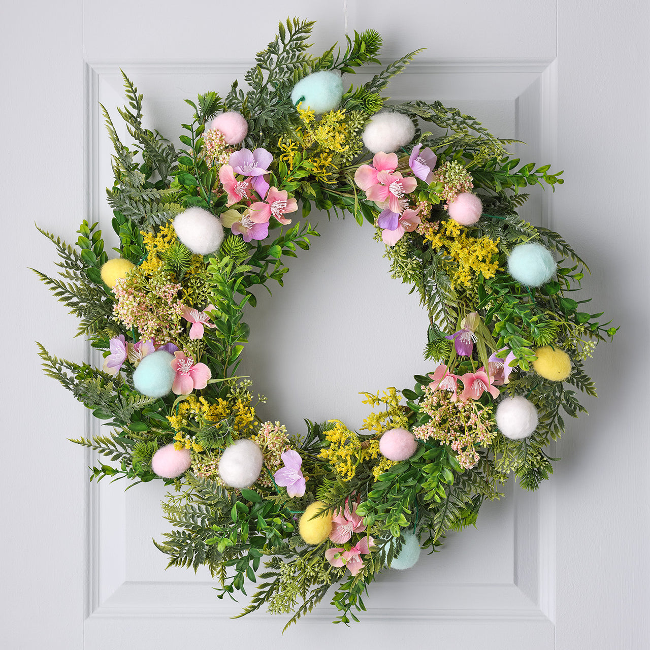 Couronne de Pâques Pré-éclairée de 60 cm avec Œufs de Pâques