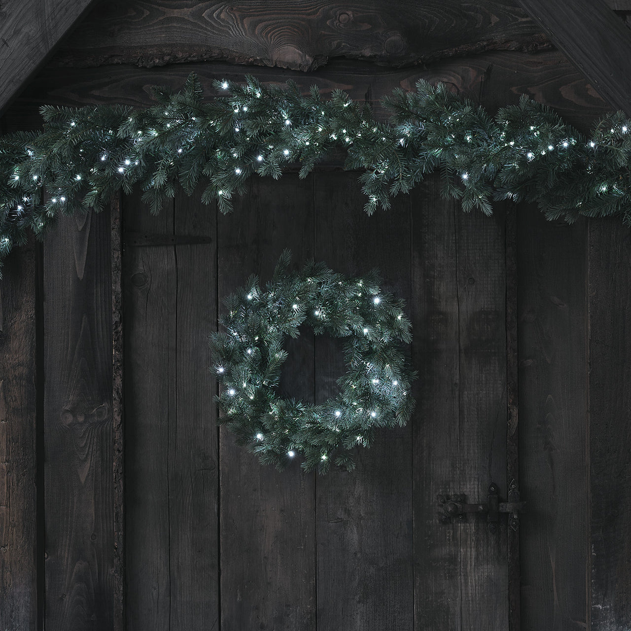 Couronne de Noël Pré-éclairée de 50 cm à LED Bicolores