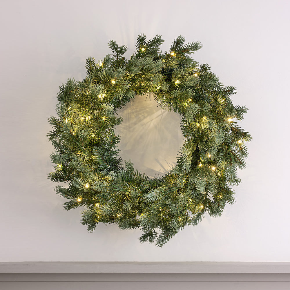 Couronne de Noël Pré-éclairée de 50 cm à LED Bicolores