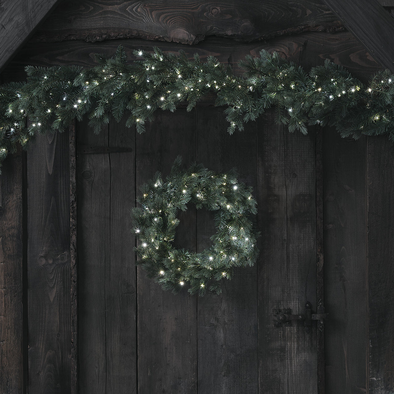 Couronne de Noël Pré-éclairée de 50 cm à LED Bicolores