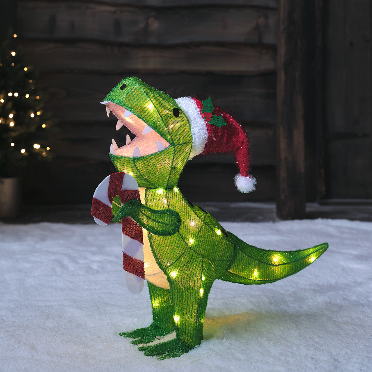 Dinosaure Lumineux de 53 cm, Figurine de Noël pour l'Extérieur