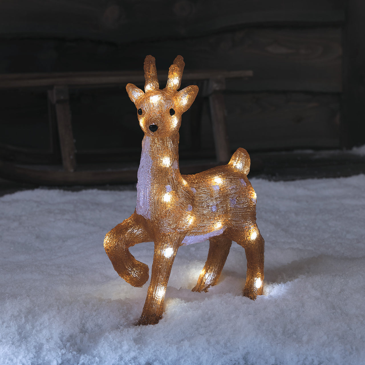 Cerf Lumineux à Piles de 36 cm, Figurine de Noël en Acrylique