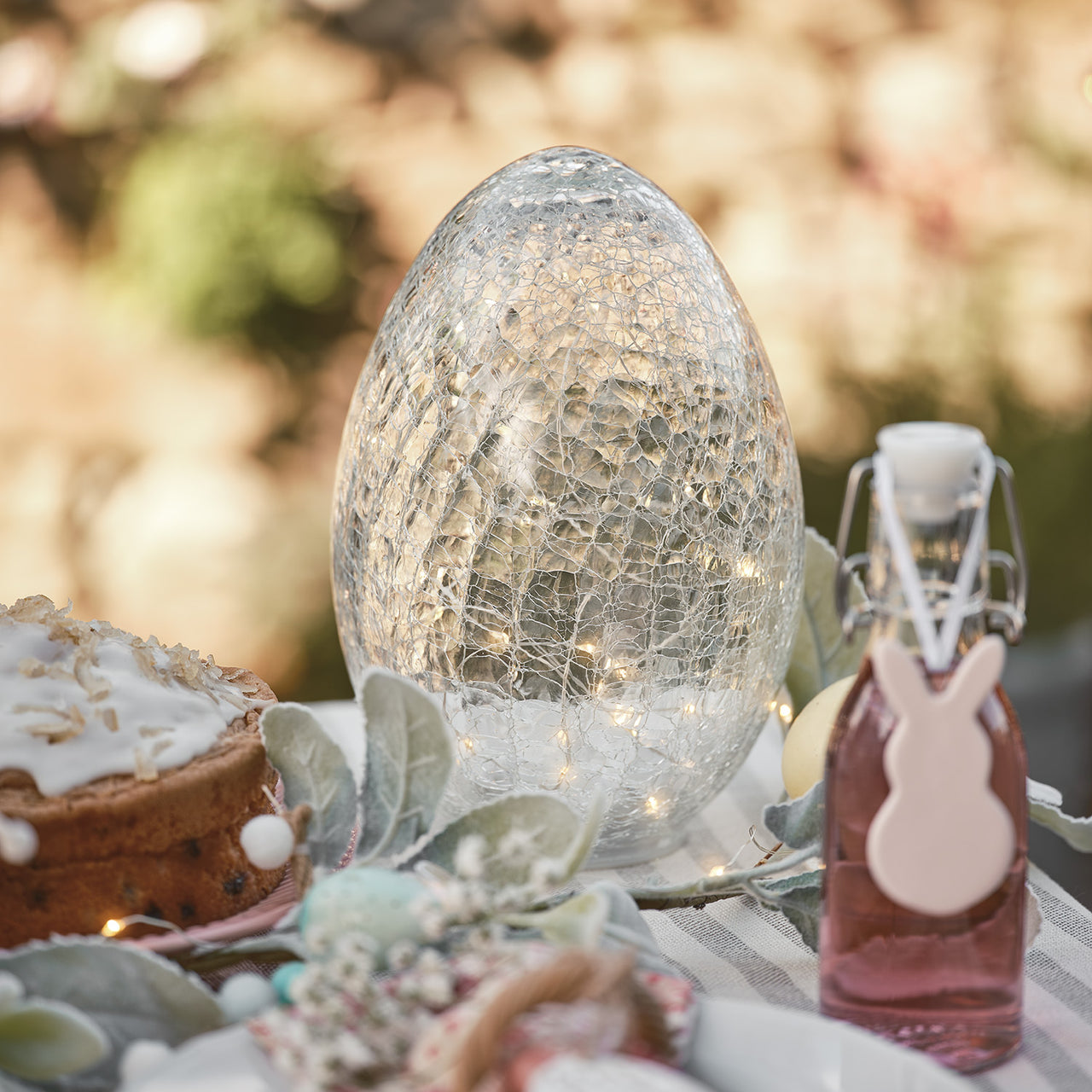 Œuf de Pâques Lumineux en Verre Craquelé