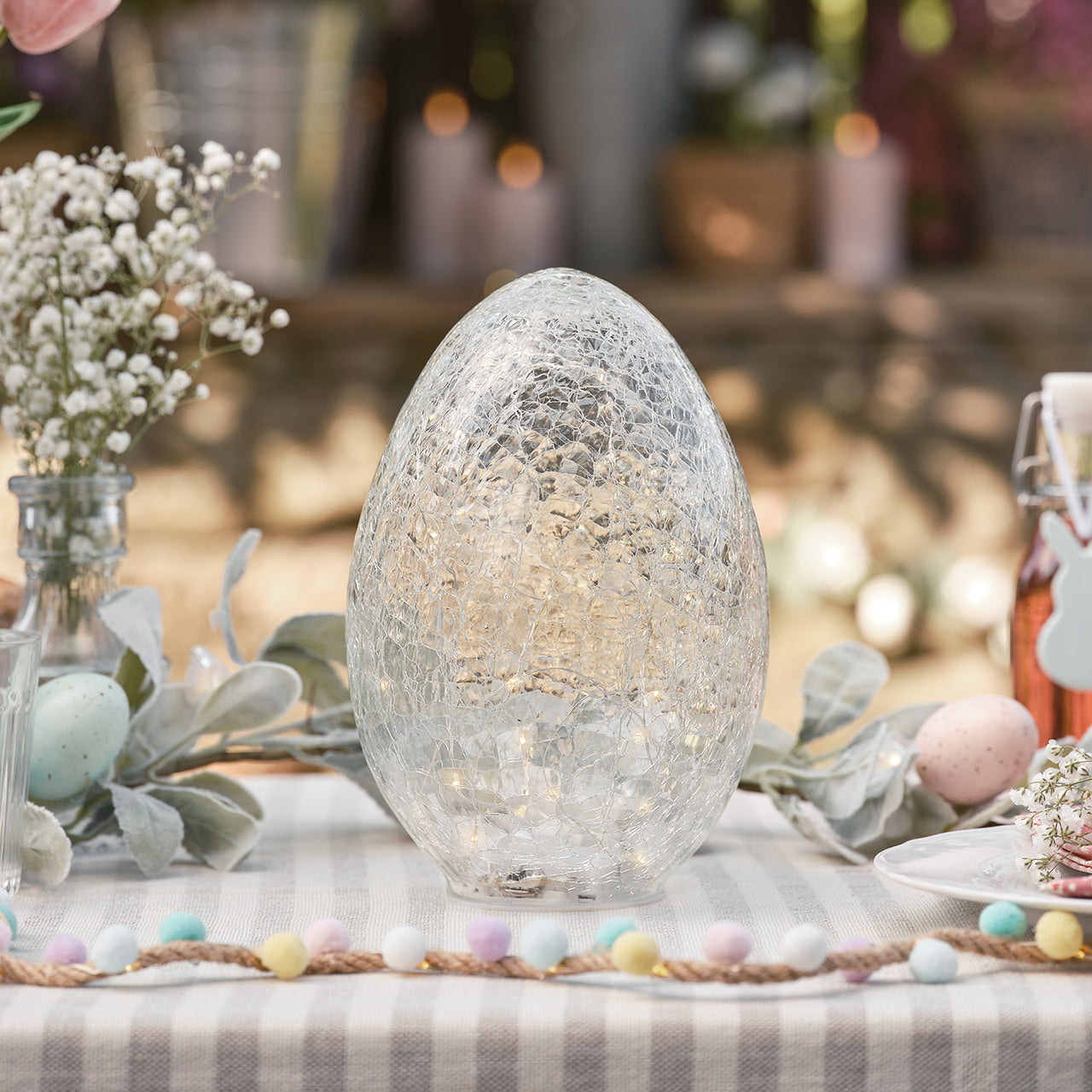 Œuf de Pâques Lumineux en Verre Craquelé