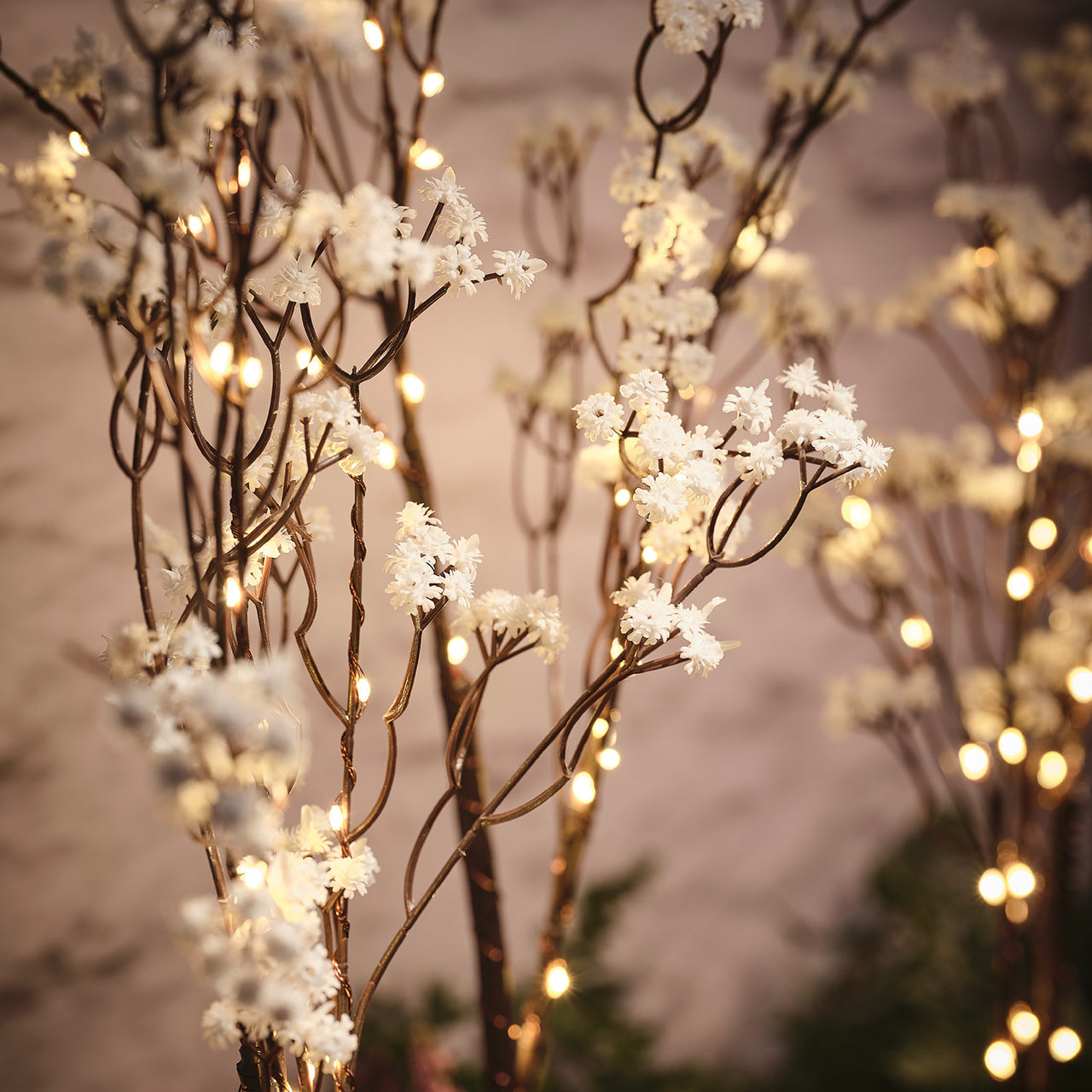 Lot de 3 Branches Lumineuses à Fleurs Blanches