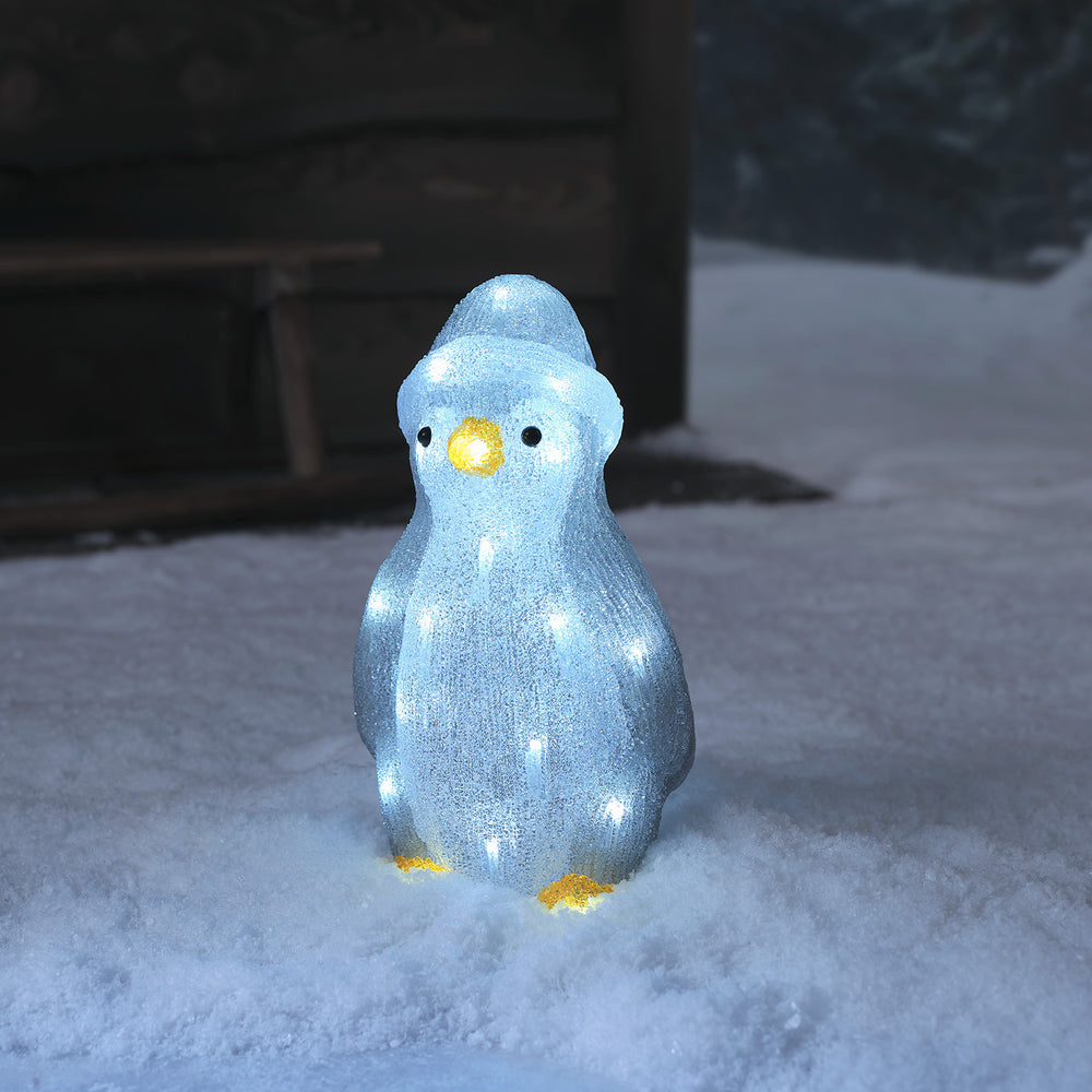 Lot de Figurines Lumineuses de Père Noël et Pingouin en Acrylique