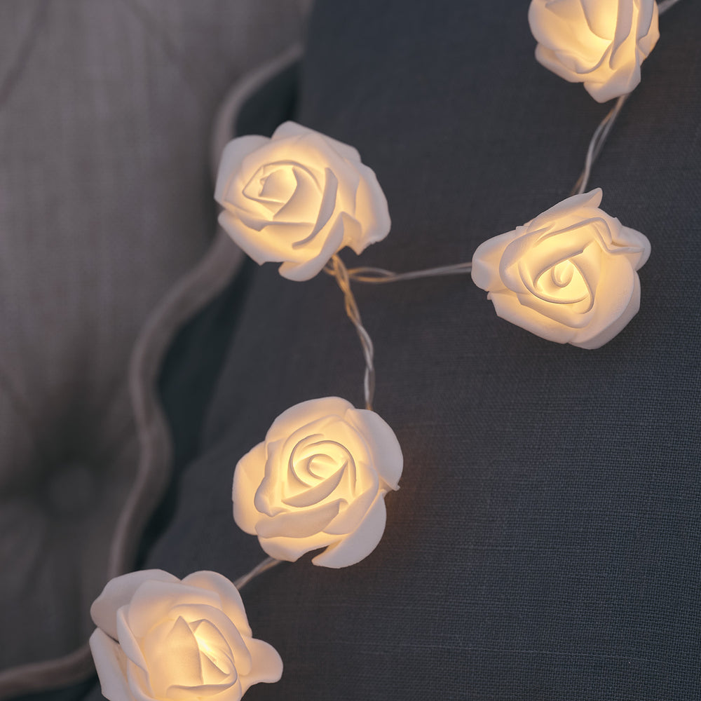 Guirlande Lumineuse avec 30 Roses à LED Blanc Chaud