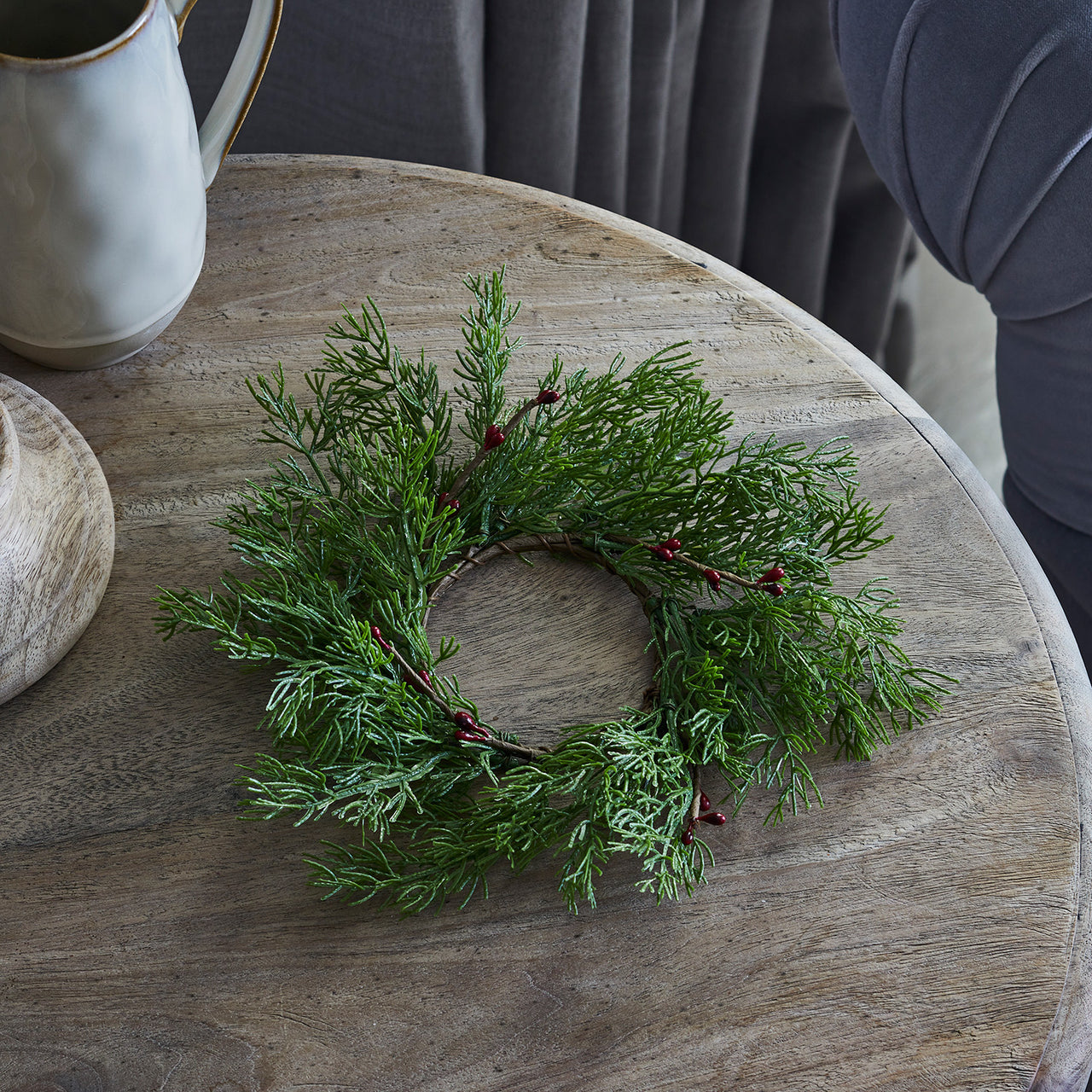 Couronne de Noël pour Bougie avec Baies Rouges