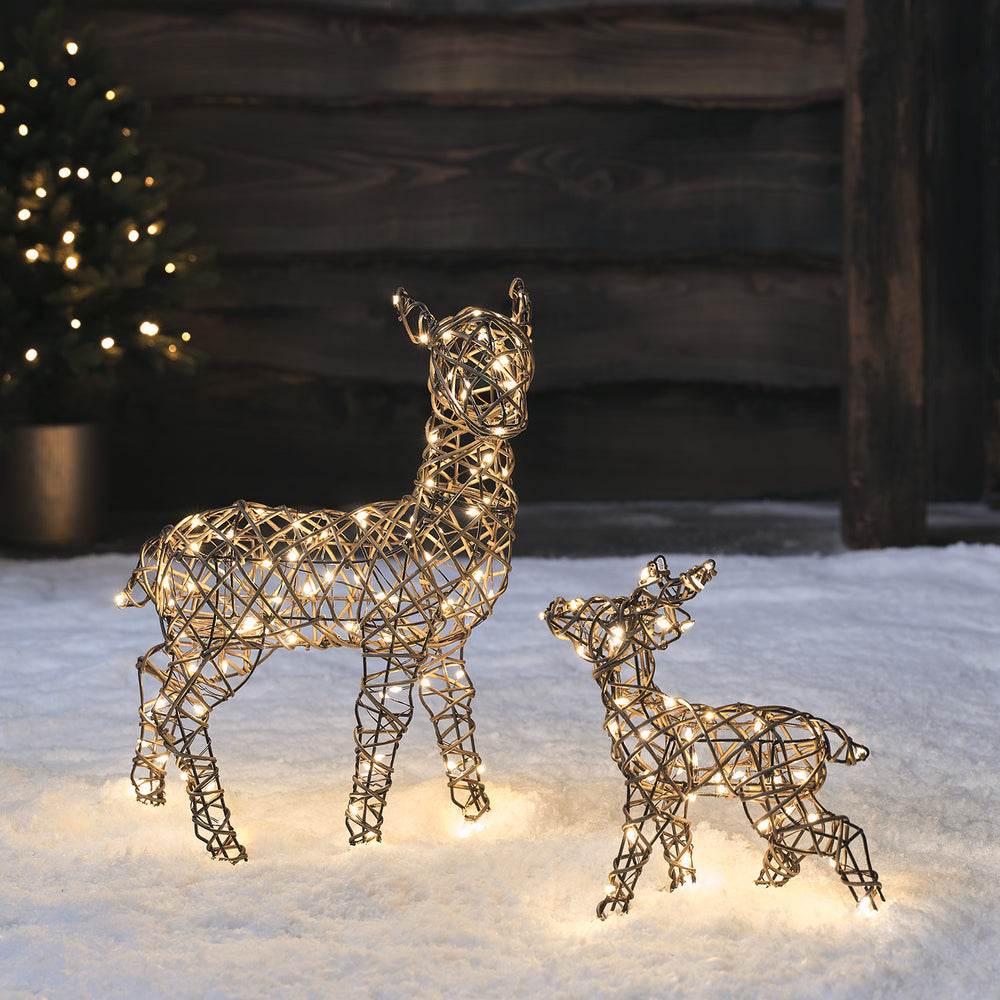 Mini Faon et Biche Lumineux de Noël Studley en Rotin