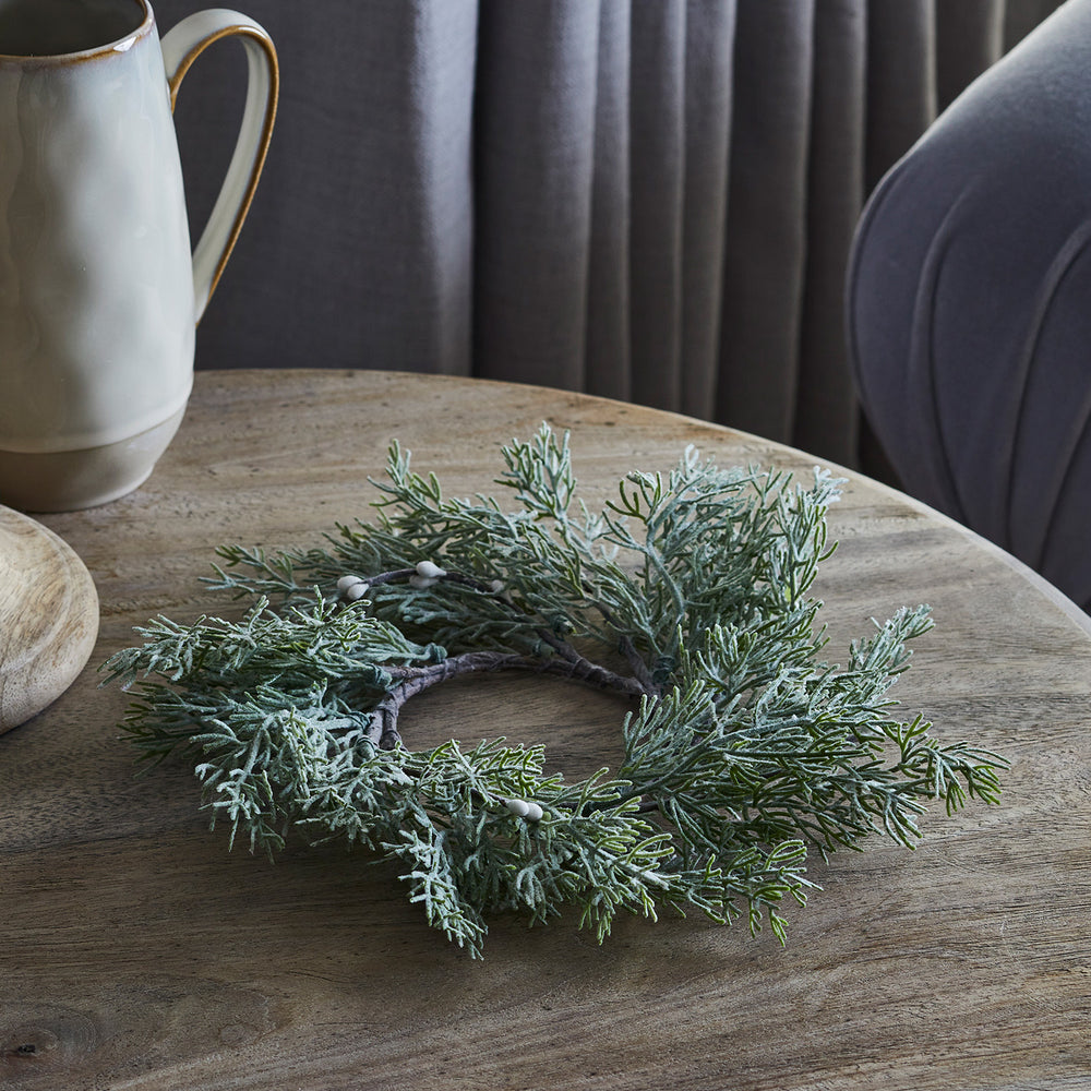 Couronne de Noël pour Bougie Baies Blanches